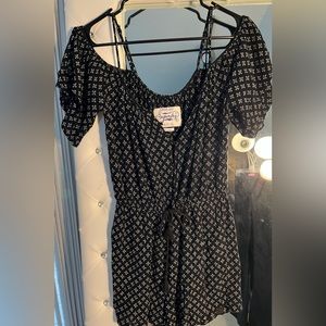 SUPERDRY Prarie Girl Black Spaghetti Strap Flutter Short Sleeve Romper Size S